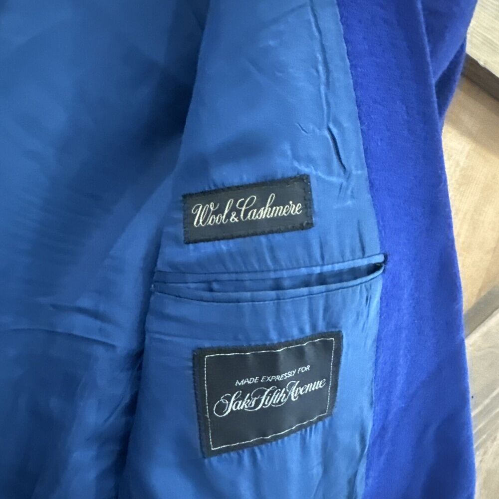 Versace Classic V2 Blue Cashmere Wool One Button Blazer Women’s Sz 50R Vintage - Picture 5 of 10